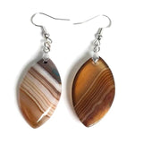 Botswana Striped Agate Horse Eye Earrings Raw Stone Slab Dangle Reiki Eardrop