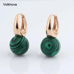 Rose Stone Earrings Natural Stone Jewelry 12mm Round Earrings Wedding Party
