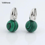 Rose Stone Earrings Natural Stone Jewelry 12mm Round Earrings Wedding Party