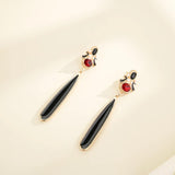 Red Crystal Agate Drop Earrings for Women