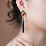 Red Crystal Agate Drop Earrings for Women
