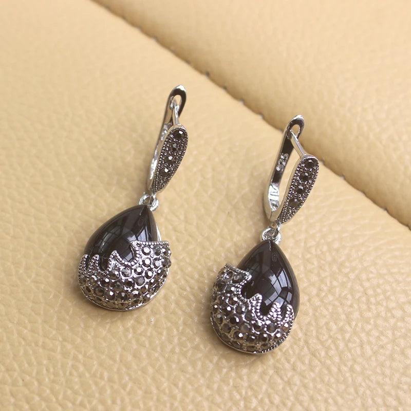 Water Drop Stone Earrings With Rhinestones Ladies Jewelry
