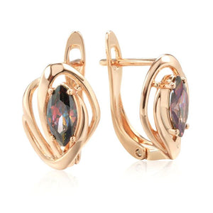 Colorful Natural Zircon Stone Earrings 585 Rose Vintage Fine Daily Jewelry