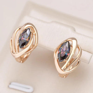 Colorful Natural Zircon Stone Earrings 585 Rose Vintage Fine Daily Jewelry