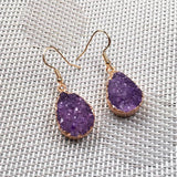 Natural Stone Agates Druzys Crystal Earrings Handwork Jewelry Dangle Earrings