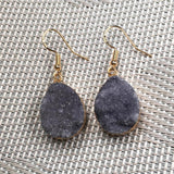 Natural Stone Agates Druzys Crystal Earrings Handwork Jewelry Dangle Earrings