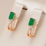 Kinel Emerald Zircon Drop Earrings 585 Rose Fine Jewelry