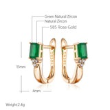 Kinel Emerald Zircon Drop Earrings 585 Rose Fine Jewelry