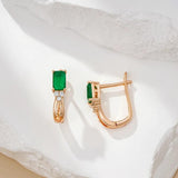 Kinel Emerald Zircon Drop Earrings 585 Rose Fine Jewelry