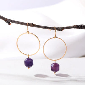 Faceted Purple Green Pink Natural Stone Earrings For Women