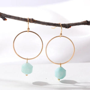 Faceted Purple Green Pink Natural Stone Earrings For Women