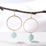 Faceted Purple Green Pink Natural Stone Earrings For Women