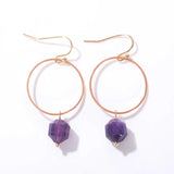 Faceted Purple Green Pink Natural Stone Earrings For Women