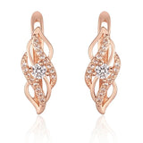Women 585 Rose Crystal Stone Weaving Drop Earrings
