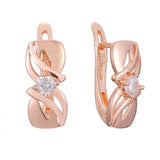 Women 585 Rose Crystal Stone Weaving Drop Earrings