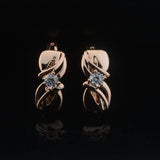 Women 585 Rose Crystal Stone Weaving Drop Earrings