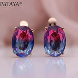Oval Tourmaline Gradient Dangle Earrings 585 Rose Zircon Fine Earring