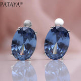 Oval Tourmaline Gradient Dangle Earrings 585 Rose Zircon Fine Earring