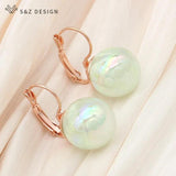 S&Z 585 Rose Round Bead Earrings Wedding Jewelry Gift