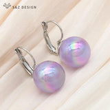S&Z 585 Rose Round Bead Earrings Wedding Jewelry Gift