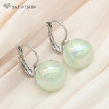 S&Z 585 Rose Round Bead Earrings Wedding Jewelry Gift