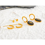 Stainless Steel Agate Stone Earrings Set - Stylish Female Gift