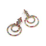 Bohemian Crystal Pendant Earrings Multicolored Rhinestone Drop Earrings