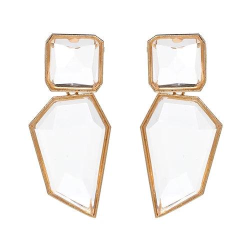 Geometric Acrylic Statement Drop Earrings Transparent Stone Earrings