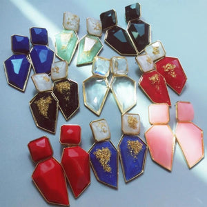 Geometric Acrylic Statement Drop Earrings Transparent Stone Earrings