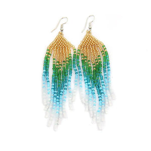 Rice Bead Earrings Hand Weaving Bright Retro Tassel Earrings