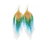 Rice Bead Earrings Hand Weaving Bright Retro Tassel Earrings