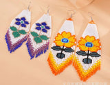 Rice Bead Earrings Hand Weaving Bright Retro Tassel Earrings