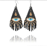 Rice Bead Earrings Hand Weaving Bright Retro Tassel Earrings