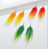Rice Bead Earrings Hand Weaving Bright Retro Tassel Earrings