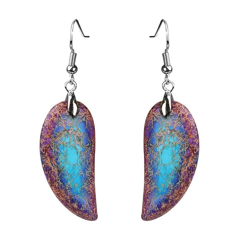Reiki Natural Healing Stone Emperor Stone Earrings Mix Temperament