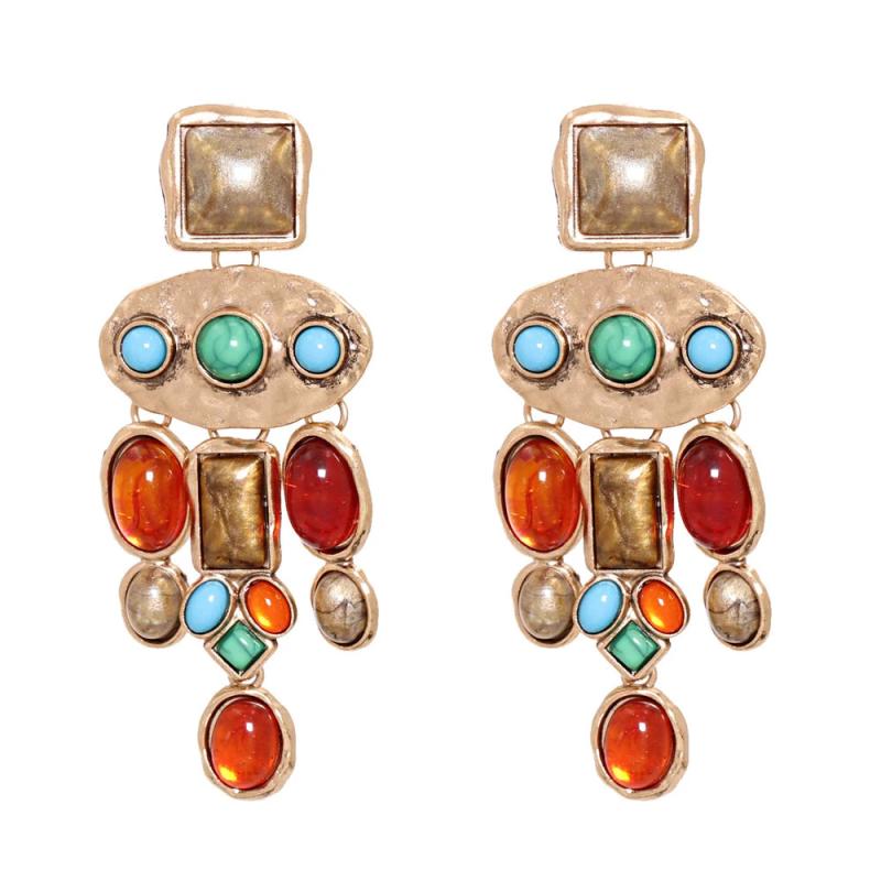 Colorful Acrylic Gem Geometric Earrings Retro Hyperbol