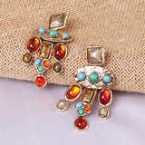 Colorful Acrylic Gem Geometric Earrings Retro Hyperbol