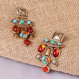 Colorful Acrylic Gem Geometric Earrings Retro Hyperbol