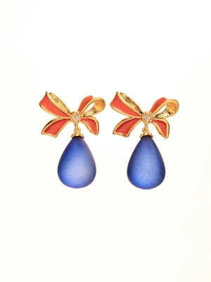 Gemstone Drop Earrings 18K Plated Wedding Party Favors Ladies High-end Jewelry