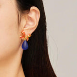 Gemstone Drop Earrings 18K Plated Wedding Party Favors Ladies High-end Jewelry