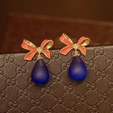 Gemstone Drop Earrings 18K Plated Wedding Party Favors Ladies High-end Jewelry