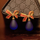 Gemstone Drop Earrings 18K Plated Wedding Party Favors Ladies High-end Jewelry