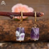 Raw Mineral Crystal Stone Earrings For Women Amethysts Dangle Earring Jewelry
