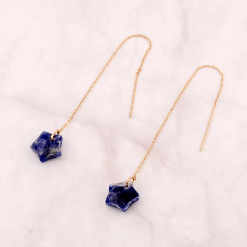 Boho Stone Star Thread Earrings for Women