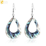 CSJA Abalone Shell Earring Gem Stones Pendant Water Drop Hook Earring