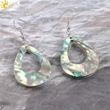 CSJA Abalone Shell Earring Gem Stones Pendant Water Drop Hook Earring