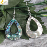 CSJA Abalone Shell Earring Gem Stones Pendant Water Drop Hook Earring
