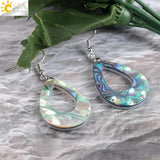 CSJA Abalone Shell Earring Gem Stones Pendant Water Drop Hook Earring