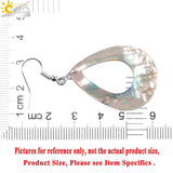 CSJA Abalone Shell Earring Gem Stones Pendant Water Drop Hook Earring