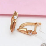 Purple Gemstone Geometric Earrings 14K Rose Jewelry